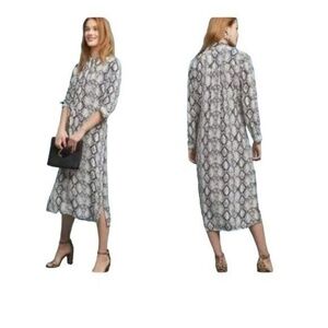 Anthropologie Blnk London Imanio Snake Print Midi Shirt Dress XS Black